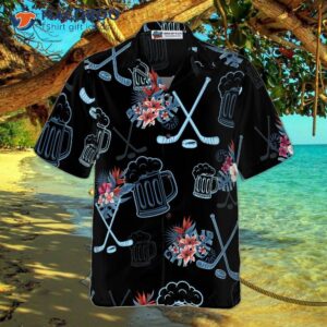 hockey and beer tropical hawaiian shirt 2