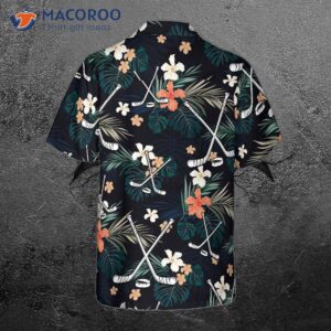 hockey tropical black and blue hawaiian shirt 2