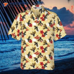 honeybee hexagon hawaiian shirt 2