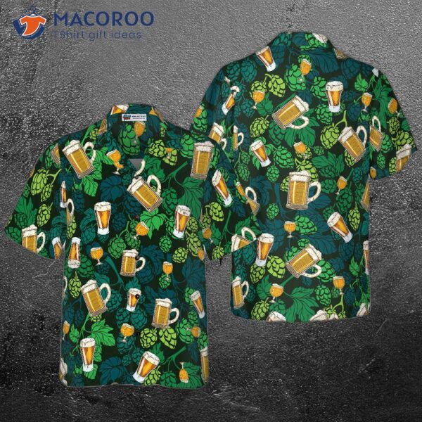 Hop Cones, Beer Glass, And Hawaiian Shirt.