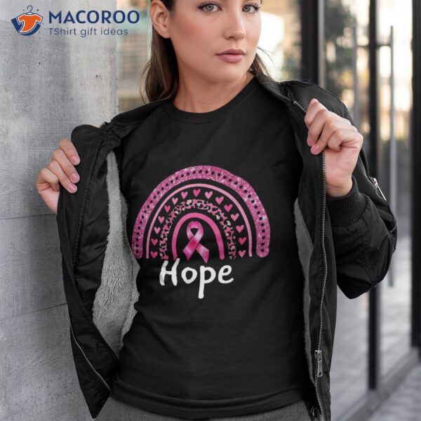 Hope We Wear Pink Rainbow Leopard Breast Cancer Ribbon Shirt