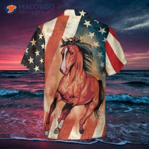 horse american flag hawaiian shirt 1