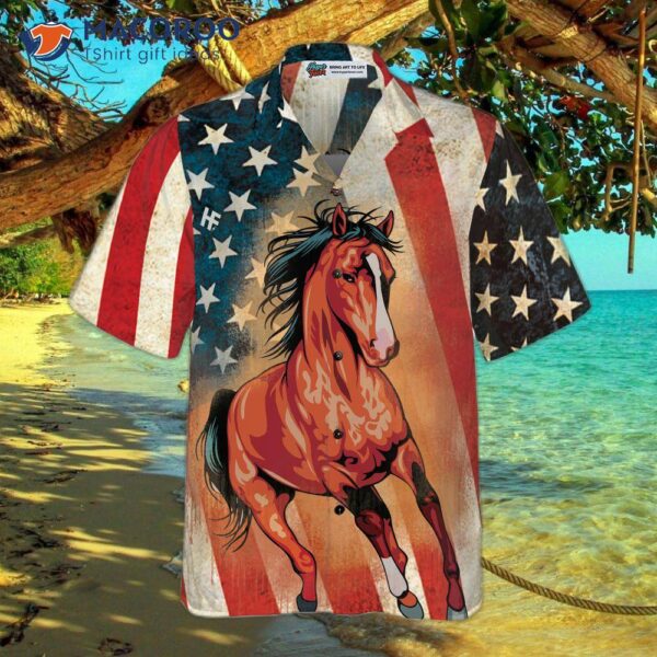 Horse, American Flag, Hawaiian Shirt