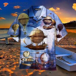 Hot Air Balloon Blue Steampunk And Hawaiian Shirts