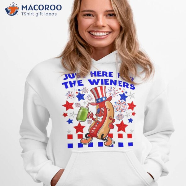 Hot Dog I’m Just Here For The Wieners 4th Of July Fireworks Shirt