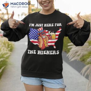 hot dog i m just here for the wieners 4th of july usa flag shirt sweatshirt 1