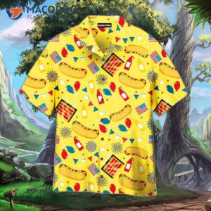 hotdog patterned hawaiian shirts for the fourth of july independence day 0