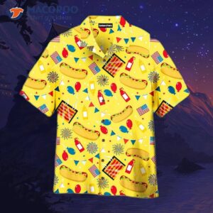 hotdog patterned hawaiian shirts for the fourth of july independence day 1