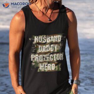 husband daddy protector hero fathers day for dad retro camo shirt tank top