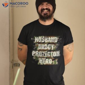 husband daddy protector hero fathers day for dad retro camo shirt tshirt 2