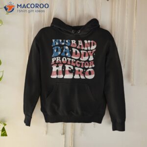 Husband Daddy Protector Hero, Groovy Fathers Day 4th Of July Shirt