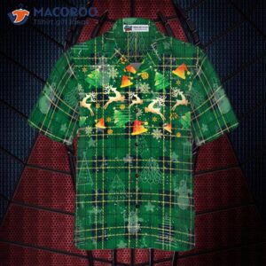 hyper fashionable christmas hawaiian shirts for and reindeer green plaid pattern shirt button down short sleeve 2