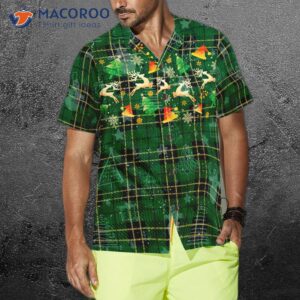 hyper fashionable christmas hawaiian shirts for and reindeer green plaid pattern shirt button down short sleeve 3