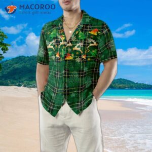 hyper fashionable christmas hawaiian shirts for and reindeer green plaid pattern shirt button down short sleeve 4