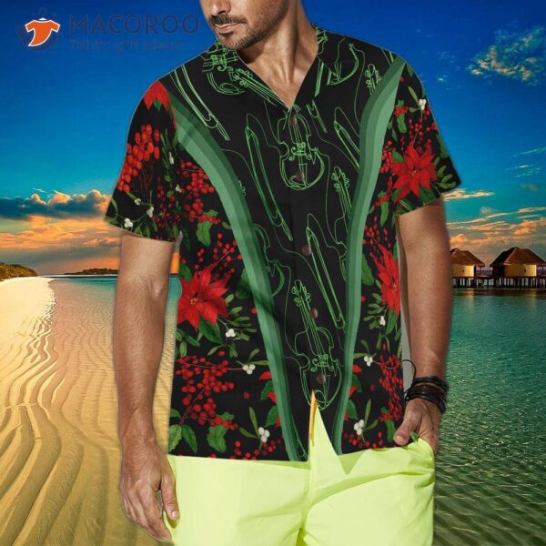 Hyper-fashionable Christmas Hawaiian Shirts, Violin Music Pattern Shirt Short Sleeve, Idea Gift For And