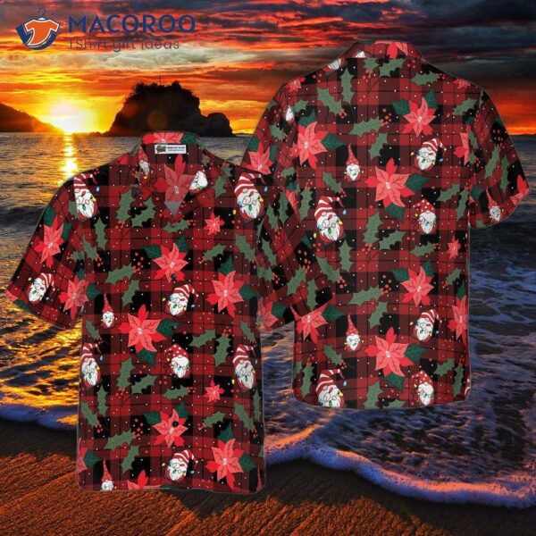 Hyper Favor Christmas Hawaiian Shirts, Gnomes With Red Plaid Pattern Shirt Short Sleeve, Idea Gift For And