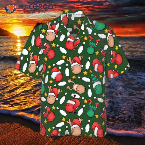 Hyperfavor Christmas Hawaiian Shirts, Bowling Pattern Short Sleeve Shirt, And Shirt Idea Gift For