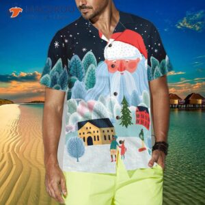 hyperfavor christmas hawaiian shirts for and xmas santa tower shirt button down short sleeve 3