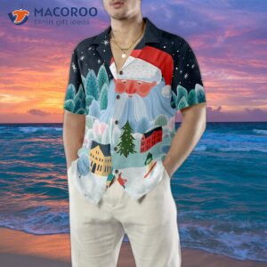 hyperfavor christmas hawaiian shirts for and xmas santa tower shirt button down short sleeve 4