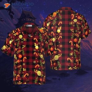 hyperfavor christmas hawaiian shirts merry red plaid pattern shirt with short sleeves an idea gift for and 0
