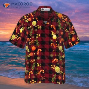 hyperfavor christmas hawaiian shirts merry red plaid pattern shirt with short sleeves an idea gift for and 2