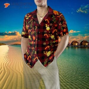 hyperfavor christmas hawaiian shirts merry red plaid pattern shirt with short sleeves an idea gift for and 4