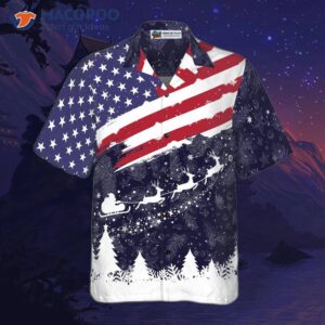 hyperfavor christmas hawaiian shirts merry usa flag pattern shirt short sleeve idea gift for and 2