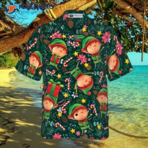hyperfavor christmas hawaiian shirts the elf with a dark green pattern shirt short sleeve is an ideal gift for and 2