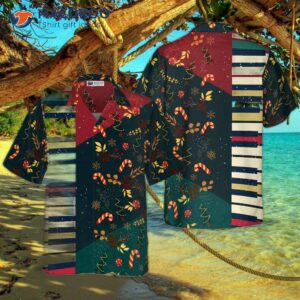 hyperfavor christmas pattern with piano hawaiian shirt short sleeve button down shirt for and 0