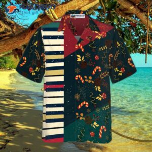 hyperfavor christmas pattern with piano hawaiian shirt short sleeve button down shirt for and 2