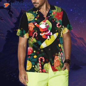 hyperfavor christmas santa surfing hawaiian short sleeve button down shirt for and 3