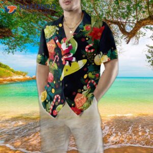 hyperfavor christmas santa surfing hawaiian short sleeve button down shirt for and 4