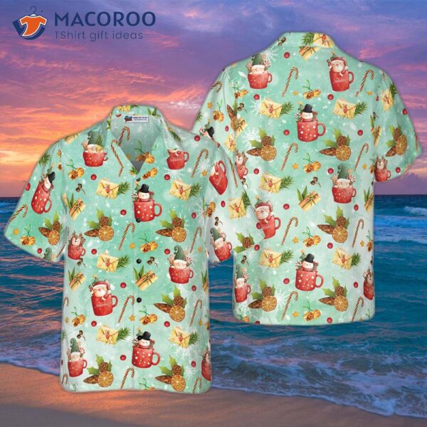 Hyperfavor Santa Christmas Pattern 1 Hawaiian Shirt, Short Sleeve Button Down Shirt For And
