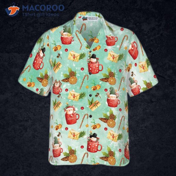 Hyperfavor Santa Christmas Pattern 1 Hawaiian Shirt, Short Sleeve Button Down Shirt For And