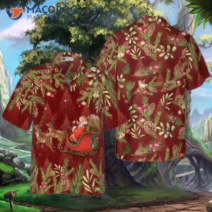 hyperfavor santa riding sleigh 2 pattern hawaiian shirt christmas short sleeve button down shirt for and 0