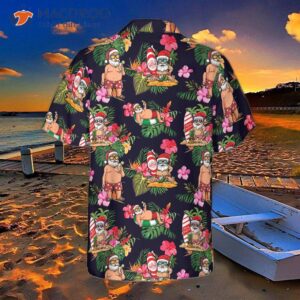 hyperfavored christmas hawaiian shirt santa with tropical flower pattern short sleeve shirt idea gift for and 1