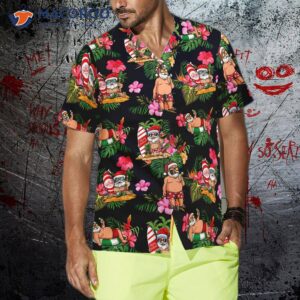 hyperfavored christmas hawaiian shirt santa with tropical flower pattern short sleeve shirt idea gift for and 3