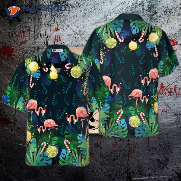 Hyperfavored Christmas Hawaiian Shirts For And , Flamingo Tropical Shirt Button-down Short Sleeve