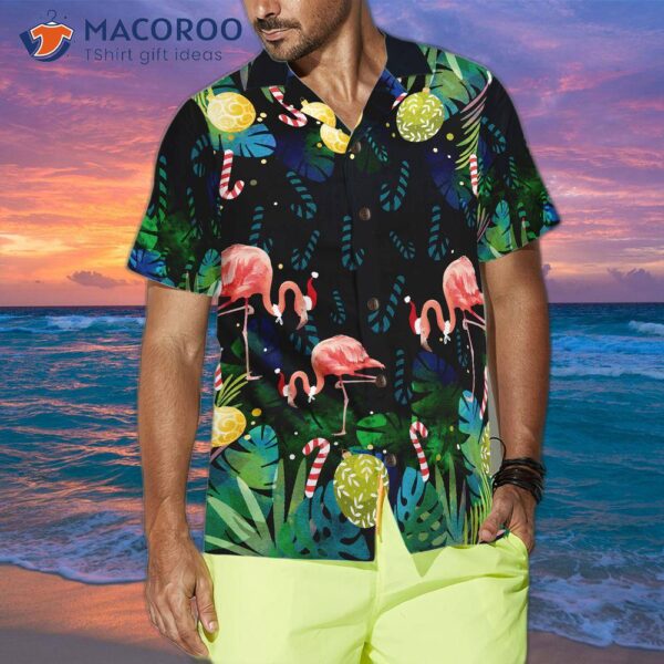 Hyperfavored Christmas Hawaiian Shirts For And , Flamingo Tropical Shirt Button-down Short Sleeve