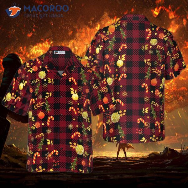 Hyperfavored Christmas Hawaiian Shirts For And , Red Plaid Pattern Shirt Button-down Short Sleeve