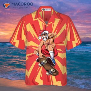 hyperfavored christmas hawaiian shirts for and santa skateboarder shirt button down short sleeve 2