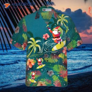 hyperfavored christmas hawaiian shirts for and santa surfing tropical button down shirt short sleeve 2