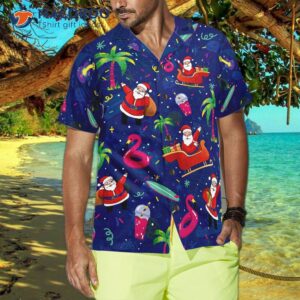 hyperfavored christmas hawaiian shirts santa flamingo tropical pattern shirt short sleeve idea gift for and 3