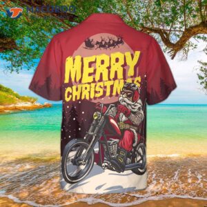 Hyperfavored Christmas Hawaiian Shirts, Santa Motorbike Shirt Short Sleeve, And Idea Gift For
