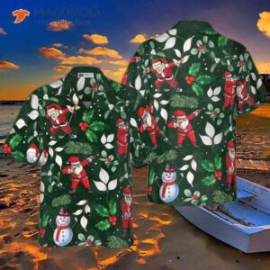 Hyperfavored Christmas Hawaiian Shirts, Santa Playing Golf Pattern Shirt Short Sleeve, Idea Gift For And