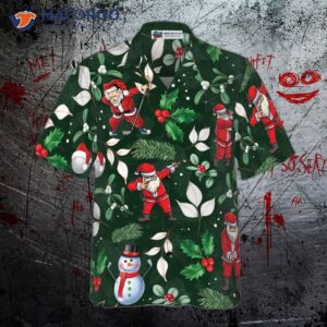 hyperfavored christmas hawaiian shirts santa playing golf pattern shirt short sleeve idea gift for and 2
