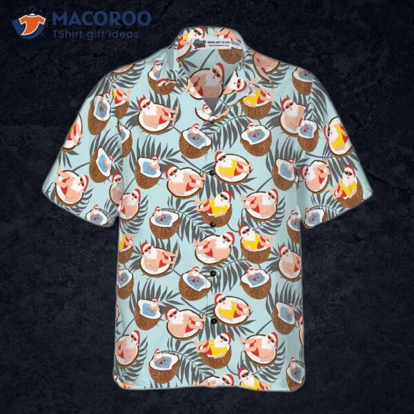 Hyperfavored Christmas Hawaiian Shirts, Santa With Coconut Shirt Short Sleeve, Idea Gift For And