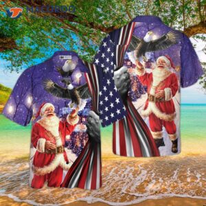 hyperfavored christmas hawaiian shirts santa with eagle shirt short sleeve idea gift for and 0