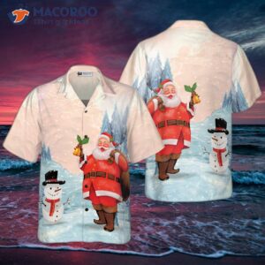 hyperfavored christmas hawaiian shirts santa with snowman shirt short sleeve idea gift for and 0