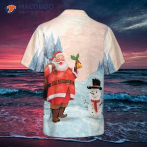 hyperfavored christmas hawaiian shirts santa with snowman shirt short sleeve idea gift for and 1